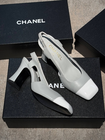 Chanel туфли женские натуральная кожа летние весенние / осенние серые премиум 435622JO