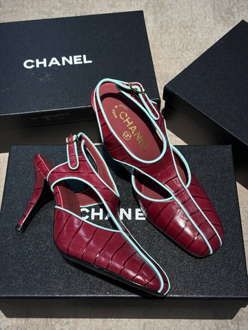 Chanel туфли женские натуральная кожа летние весенние / осенние красные бордовые премиум 441630EF