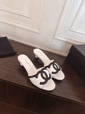 Chanel сабо женские натуральная кожа сетка летние бежевые белые премиум 423803FL