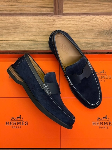 Hermes лоферы мужские натуральная замша летние весенние / осенние синие премиум 258521JU