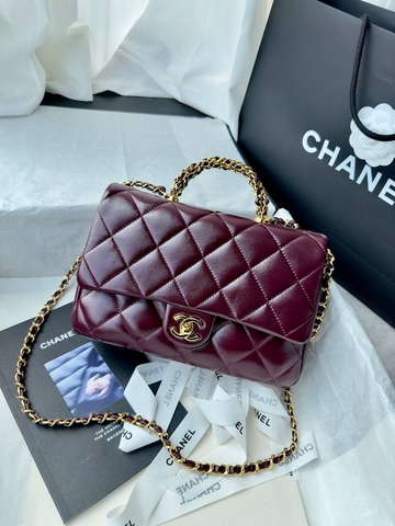 Chanel сумка женские натуральная кожа бордовые премиум 123393YH