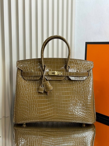 Hermes Birkin сумка женские натуральная кожа желтые коричневые люкс 195121IH