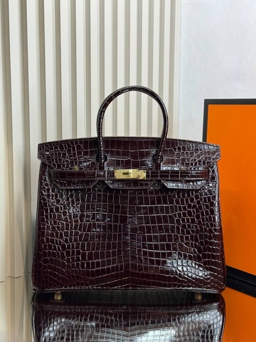 Hermes Birkin сумка женские натуральная кожа бордовые люкс 473982OV