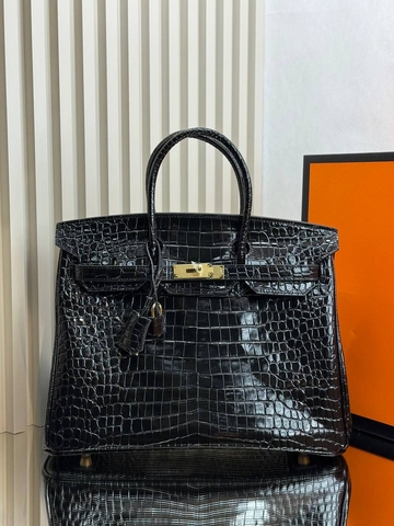 Hermes Birkin сумка женские натуральная кожа черные люкс 603668NE