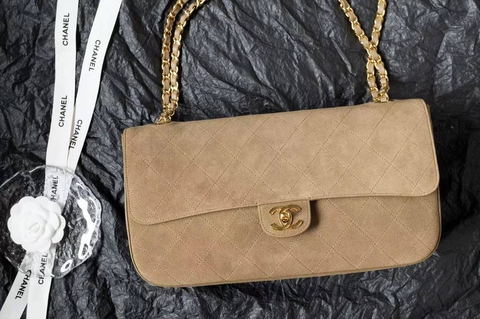 Chanel сумка женские натуральная замша бежевые премиум 565211PQ