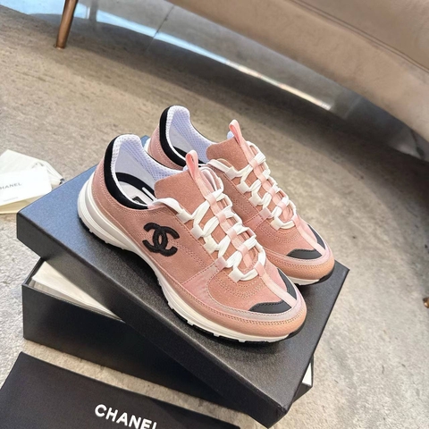 Chanel кроссовки женские текстиль натуральная замша летние весенние / осенние розовые премиум 338784QC