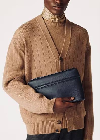 Loro Piana Extra Pouch L29 клатч мужские натуральная кожа синие премиум 378984NH