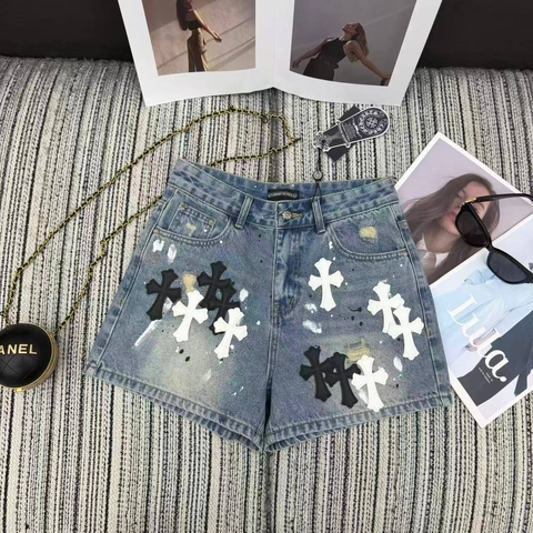 Chrome Hearts шорты женские голубые премиум 358693PI