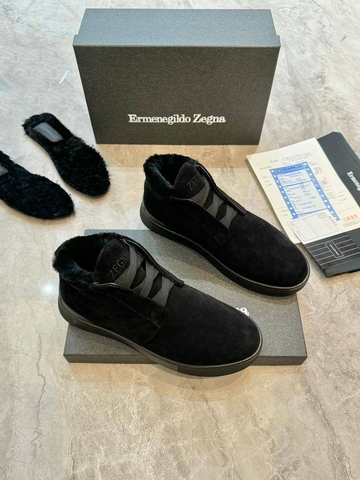 Ermenegildo Zegna кроссовки мужские натуральная замша зимние черные люкс 759255IQ