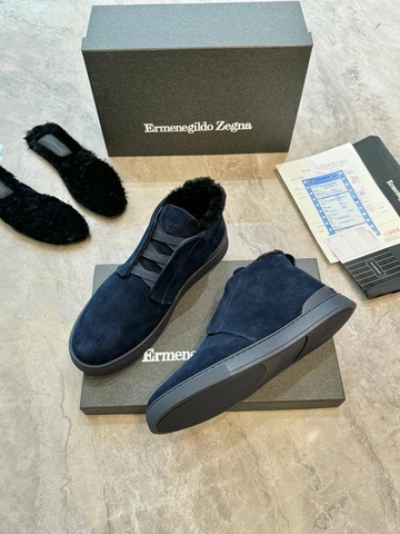 Ermenegildo Zegna кроссовки мужские натуральная замша зимние синие люкс 803143SL