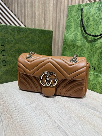 Gucci сумка женские натуральная кожа коричневые оранжевые премиум 917374GX