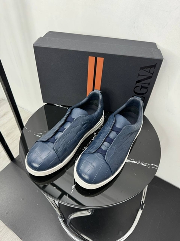 Ermenegildo Zegna кроссовки мужские натуральная кожа весенние / осенние синие премиум 843980GC