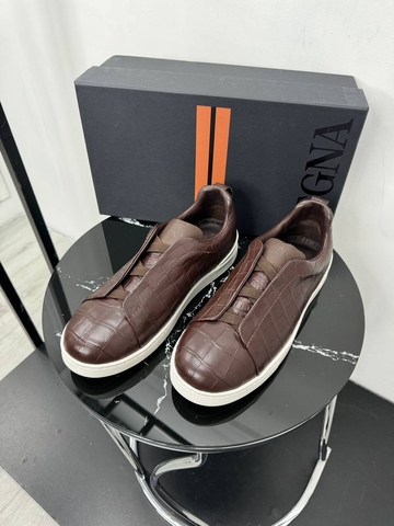 Ermenegildo Zegna кроссовки мужские натуральная кожа весенние / осенние коричневые премиум 990541PL