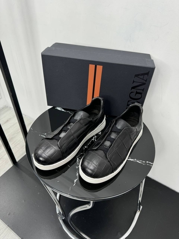Ermenegildo Zegna кроссовки мужские натуральная кожа весенние / осенние черные премиум 158248TX