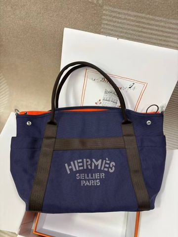 Hermes сумка женские текстиль синие премиум 464384KK