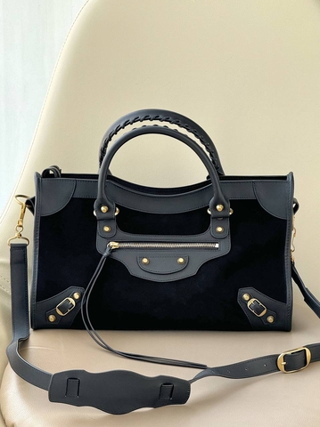 Balenciaga сумка женские натуральная кожа натуральная замша черные премиум 586788KW
