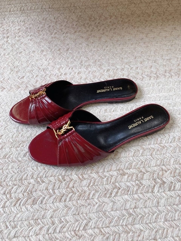 Yves Saint Laurent шлепанцы женские натуральная кожа летние красные премиум 334533OM