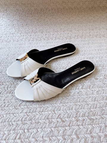 Yves Saint Laurent шлепанцы женские натуральная кожа летние белые премиум 804924DR