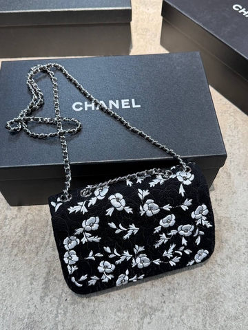 Chanel сумка женские текстиль черные премиум 967092BX