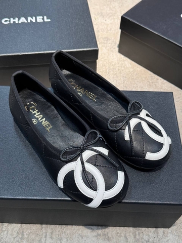 Chanel балетки женские натуральная кожа летние весенние / осенние черные премиум 732100GT