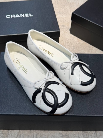 Chanel балетки женские натуральная кожа летние весенние / осенние белые премиум 517191HE