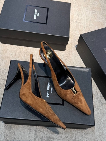 Yves Saint Laurent туфли женские натуральная замша летние весенние / осенние коричневые премиум 366969DN