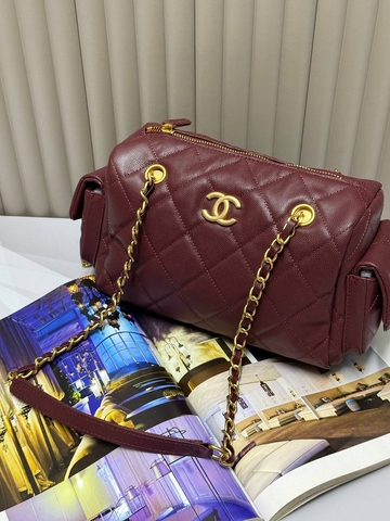 Chanel сумка женские натуральная кожа бордовые люкс 845150OV
