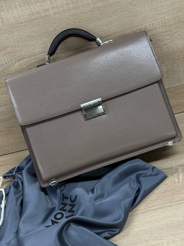 Montblanc портфель мужские натуральная кожа серые премиум 373836FI