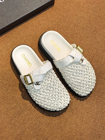 Chanel мюли женские натуральная кожа летние весенние / осенние белые премиум 398973RV
