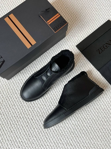 Ermenegildo Zegna кроссовки мужские натуральная кожа зимние черные премиум 685941BU