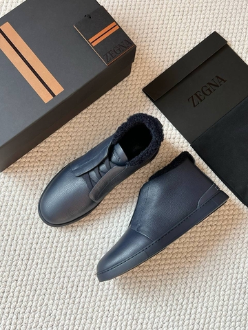 Ermenegildo Zegna кроссовки мужские натуральная кожа зимние синие премиум 862593WW