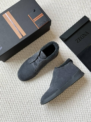Ermenegildo Zegna кроссовки мужские натуральная замша зимние серые премиум 492902WA