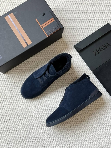 Ermenegildo Zegna кроссовки мужские натуральная замша зимние синие премиум 971280VB