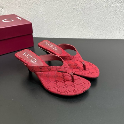 Gucci сабо женские текстиль летние красные премиум 401348ZG