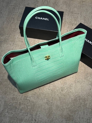 Chanel сумка женские натуральная кожа голубые премиум 543962DE