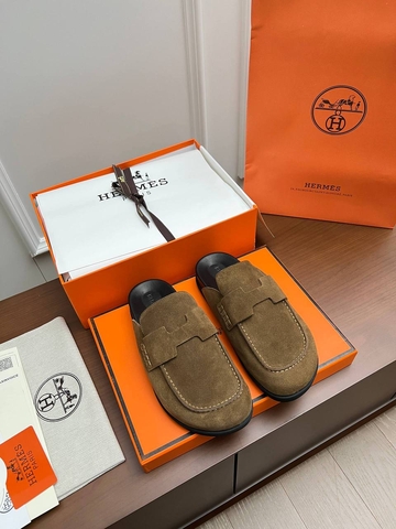 Hermes мюли женские натуральная замша летние весенние / осенние оранжевые премиум 945877LZ