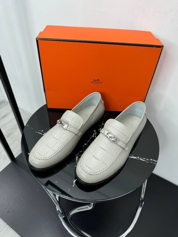 Hermes лоферы мужские натуральная кожа летние весенние / осенние белые премиум 872921UU