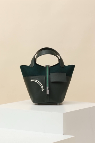 Hermes сумка женские натуральная кожа текстиль зеленые премиум 346855GY