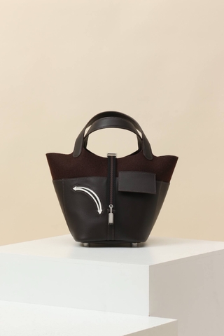 Hermes сумка женские натуральная кожа текстиль коричневые премиум 298282UL