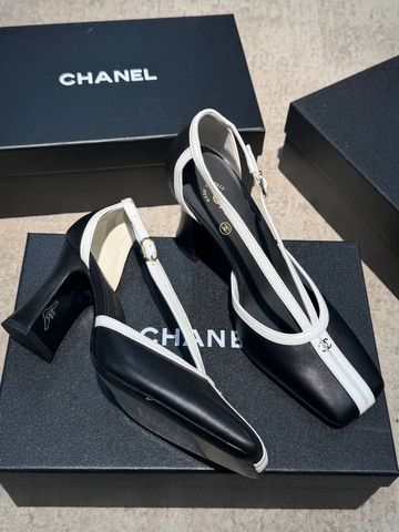 Chanel туфли женские натуральная кожа летние весенние / осенние черные премиум 577749HB