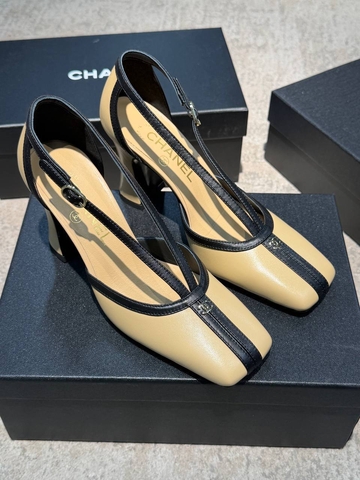 Chanel туфли женские натуральная кожа летние весенние / осенние бежевые премиум 777268CH
