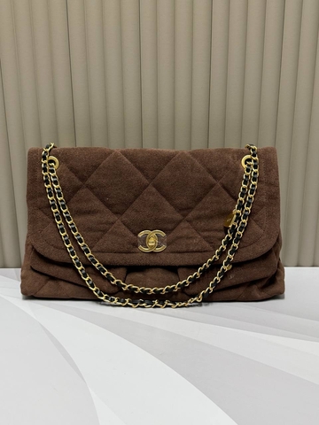 Chanel сумка женские натуральная замша коричневые люкс 197514YF