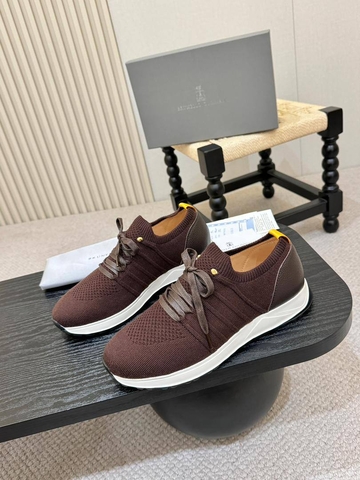 Brunello Cucinelli кроссовки мужские натуральная кожа текстиль летние весенние / осенние коричневые люкс 364556SX