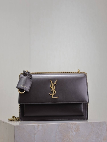 Yves Saint Laurent Sunset сумка женские натуральная кожа коричневые премиум 101040EV