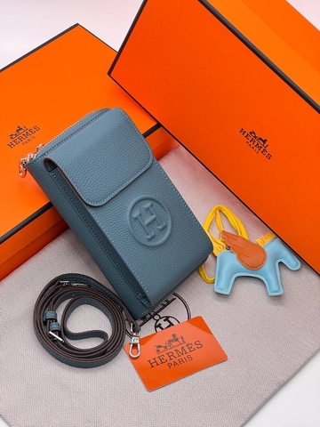 Hermes сумка женские натуральная кожа голубые люкс 353865YA