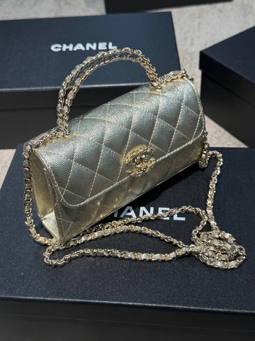Chanel сумка женские натуральная кожа золотистые премиум 727126RZ