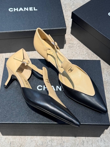 Chanel туфли женские натуральная кожа летние весенние / осенние бежевые премиум 981066EV