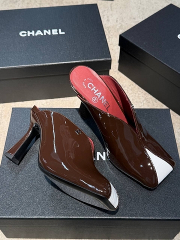 Chanel мюли женские натуральная кожа летние весенние / осенние коричневые премиум 803448EM