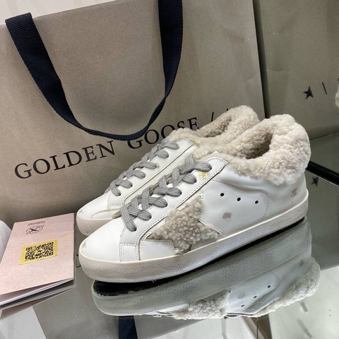 Golden Goose кроссовки женские натуральная кожа зимние белые премиум 470409WC