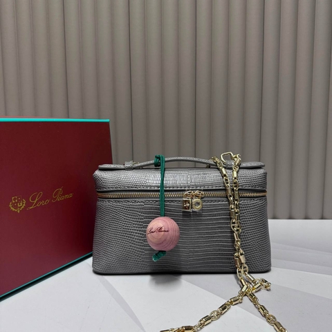 Loro Piana сумка женские натуральная кожа серые серебристые премиум 346147CX